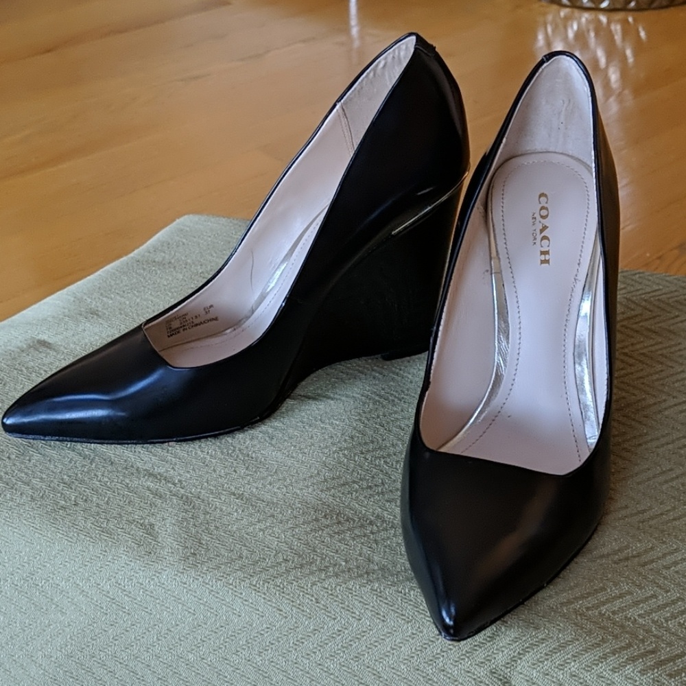 Coach Patent Leather 4" Wedge Pumps